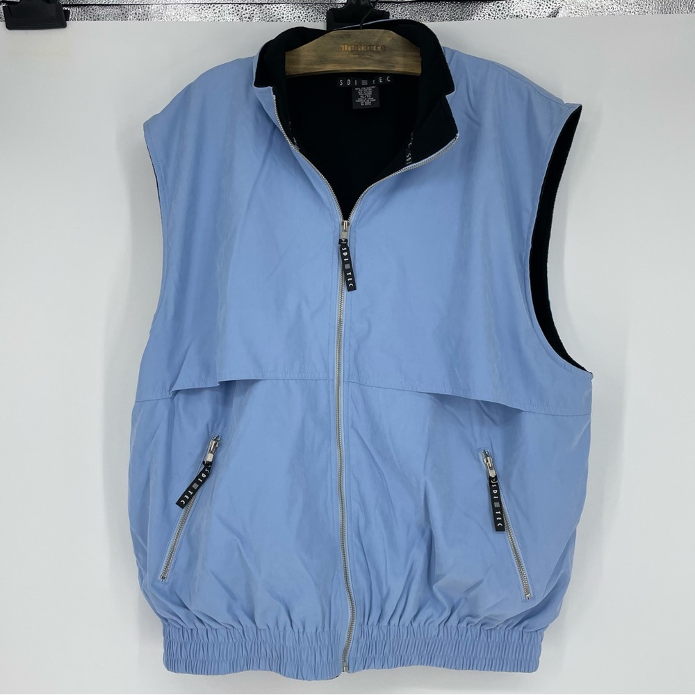 Golf Club SDI TEC Full-Zip Golf Vest Black Fleece-Lined Mens XL Light Blue